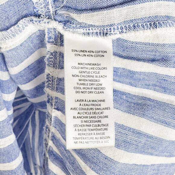 NWT beach lunch lounge Striped Tiered Peplum Short Sleeve Top Sz Medium Nautical - Picture 7 of 12